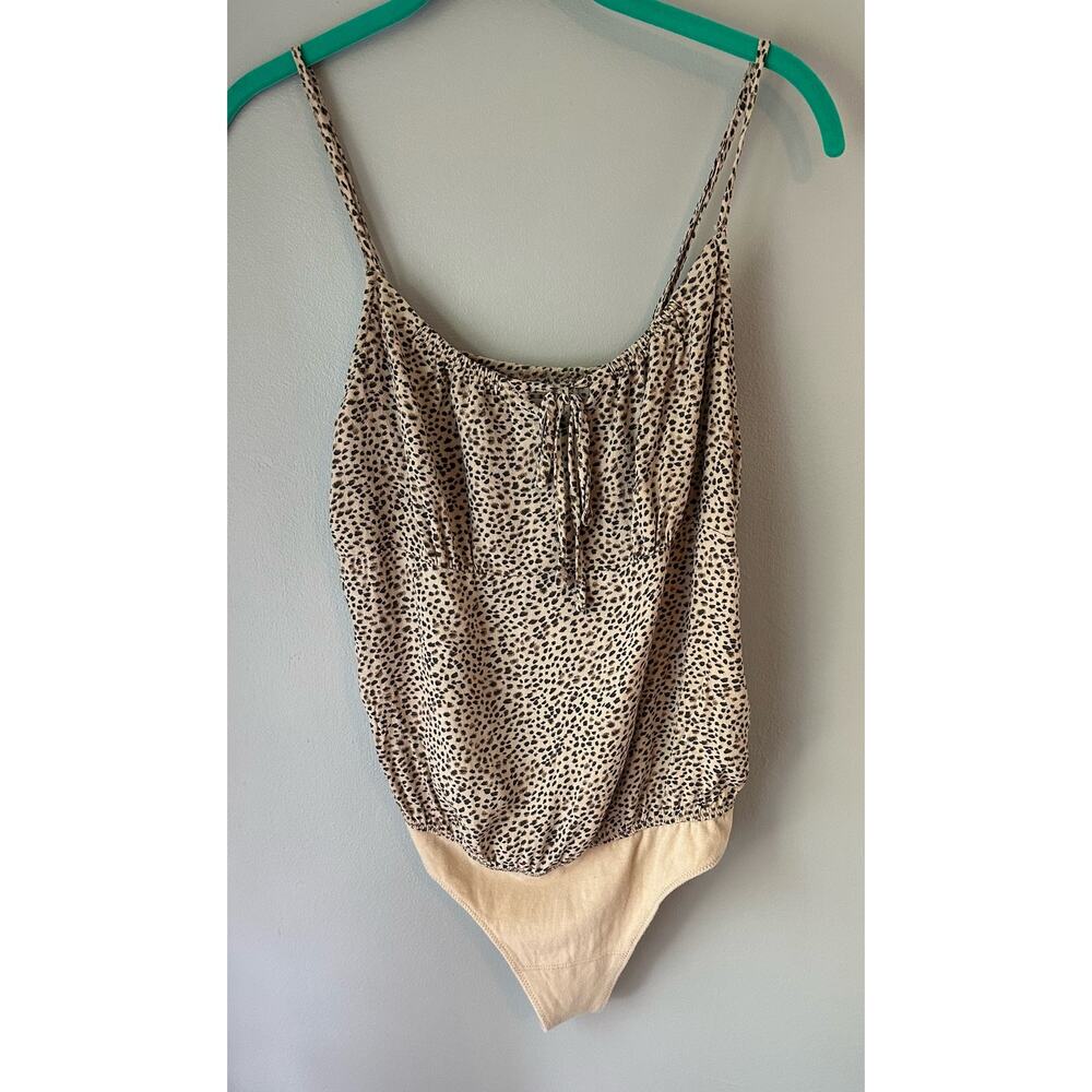 Abercrombie And Fitch Bodysuit Womens Size S Tan Leopard Print Soft Spaghetti